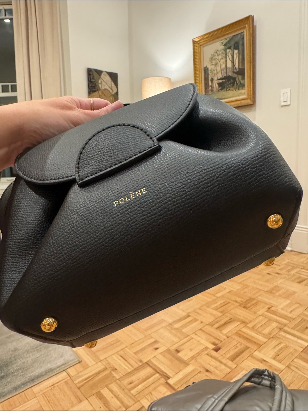 Mini Polene Numero Un Nano Handbag in Black - Picture 3 of 6